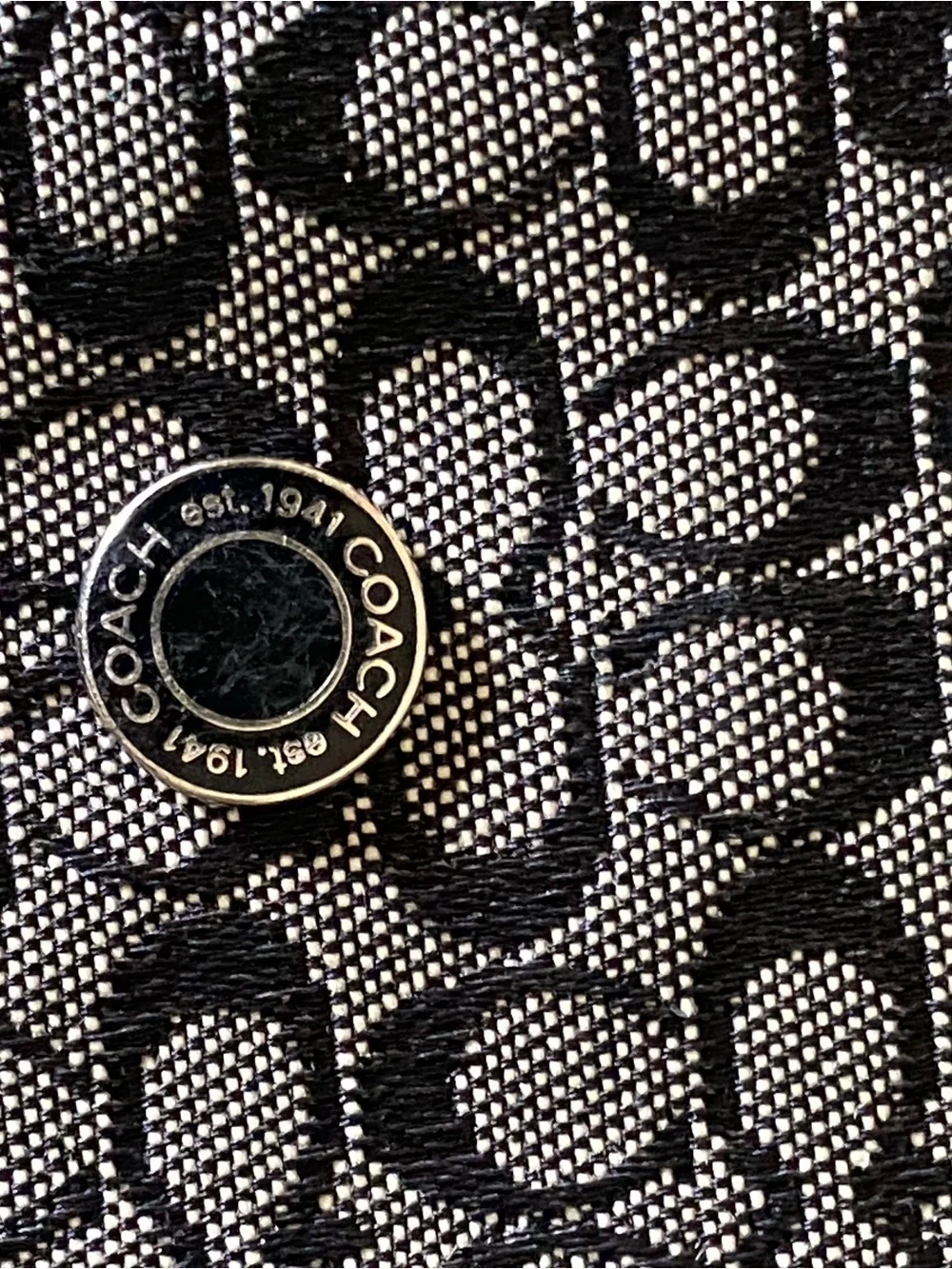 Coach Black Signature Accordion Card Case with Leather Trim